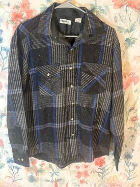 Vintage Filene’s Blue & Black Plaid Button-Up Shirt